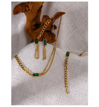 Emerald Gold Chain Bracelet