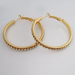 18K Gold Plated Rhinestone Hoop Earrings