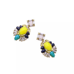 Yellow and Navy Blue Earrings