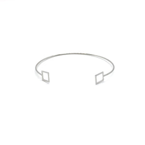 Square Geometric Cuff Bracelet - Silver tone