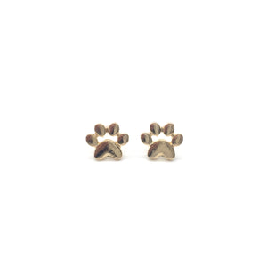 Gold color paw print stud earrings