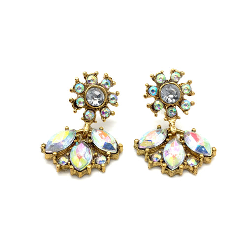 Petite iridescent rhinestone chandelier earrings. 