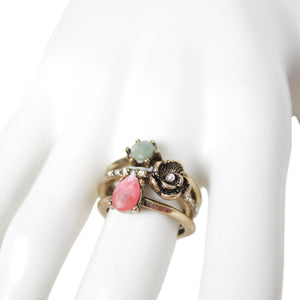 Vintage Rose Midi Ring Set
