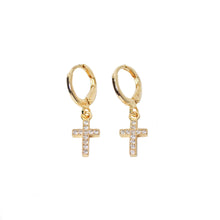 18K Gold Plated Cross Huggie Earrings