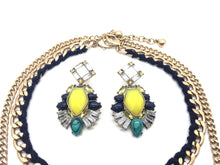 Yellow and Navy Blue Earrings