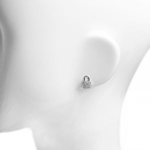 925 Sterling Silver Plated CZ Lock and Key Stud Earrings