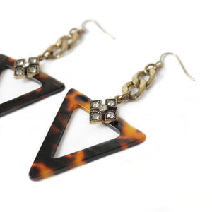 Acrylic Tortoise Triangle Earrings