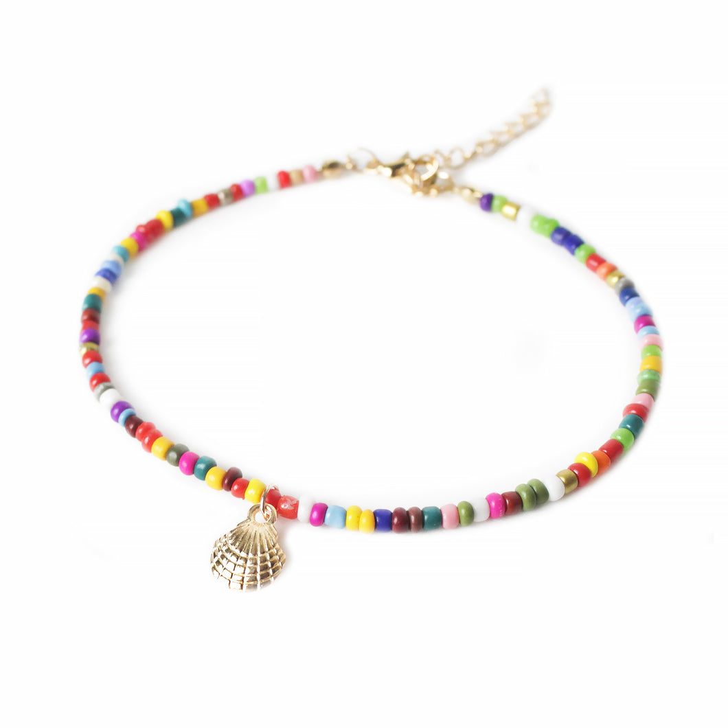 Shell Multi Color Beaded Anklet