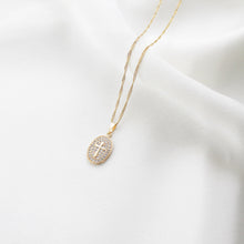 18K Gold Plated Cross Oval Pendant Necklace