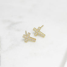 18K Gold Plated Cross Stud Earrings