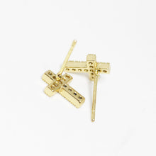 18K Gold Plated Cross Stud Earrings
