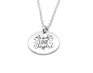"Teach Love Inspire" Engraved Necklace - Left Arrow