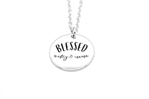 "Blessed Wifey & Mama" Engraved Necklace - Left Arrow