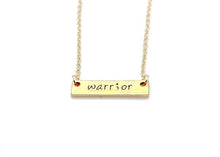 Engraved Warrior Semicolon Bar Necklace