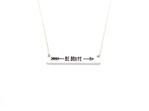 "Be Brave" Engraved Necklace - Left Arrow