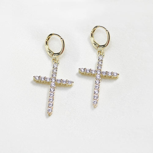 Cross Rhinestone Earrings