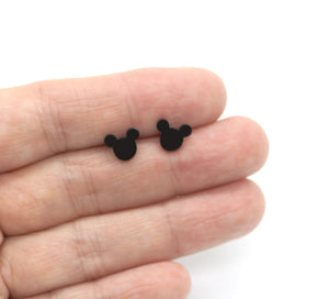 Mickey earrings in black stainless steel