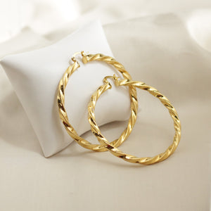 18K Gold Plated Twist Rope Hoop Earrings