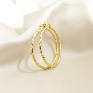 18K Gold Plated Textured Hoop Earrings