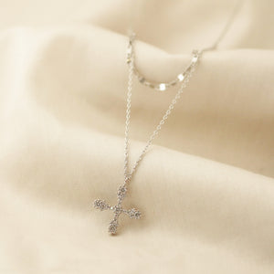 925 Sterling Silver Cross Layered Necklace