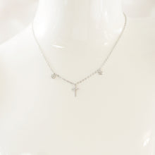 925 Sterling Silver CZ Cross Charm Necklace