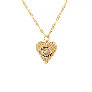 18K Gold Plated Evil Eye Heart Necklace