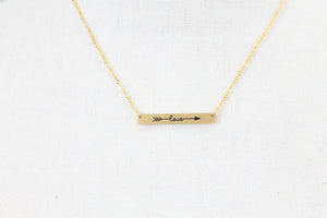"Love" Engraved Necklace - Left Arrow