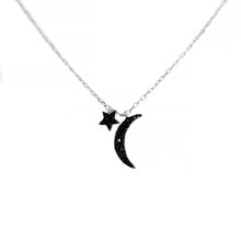 Black Moon Star Necklace 925 Sterling Silver