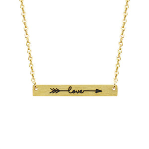 "Love" Engraved Necklace - Left Arrow
