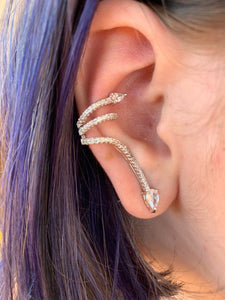 Crystal Snake Ear Cuff