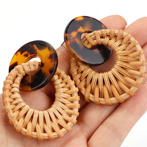 Acrylic Natural Rattan Earrings
