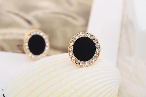 Black Rhinestone Stud Earrings