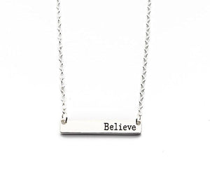 "Believe" Engraved Necklace - Left Arrow