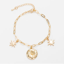 Dainty gold charm paperclip chain bracelet with star charms