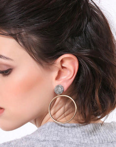 Crystal Pave Hoop Earrings - Left Arrow