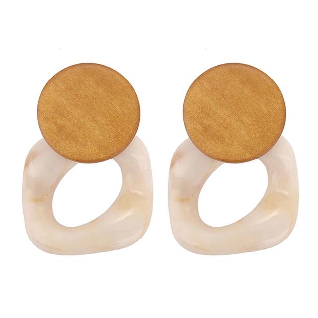 Natural Wood and Acrylic Earrings