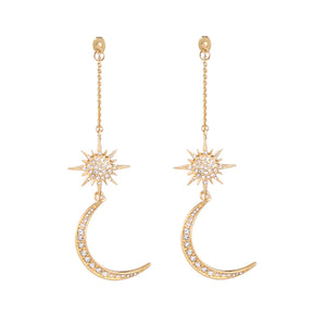 Crescent Moon & Star Earrings - Left Arrow