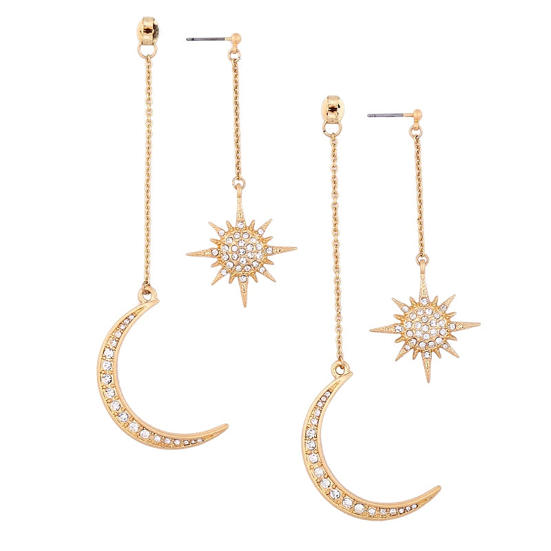 Crescent Moon and Northern Star Earring Set