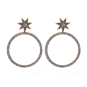 Star Rhinestone Hoop Earrings