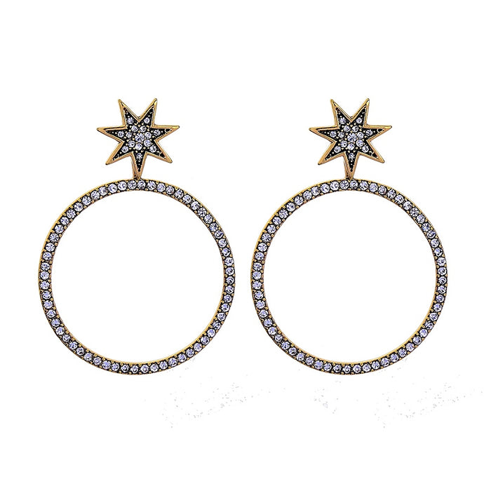 Star Rhinestone Hoop Earrings