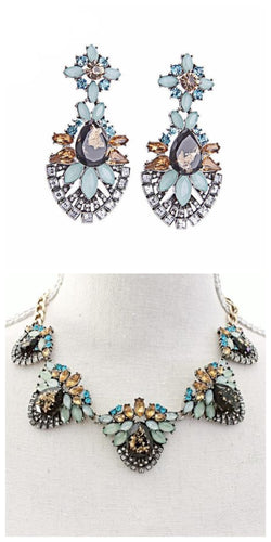 Vintage Blue Rhinestone Earrings or Necklace