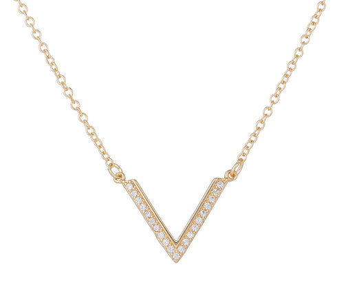 Crystal V Necklace - Left Arrow