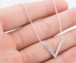 Crystal V Necklace - Left Arrow