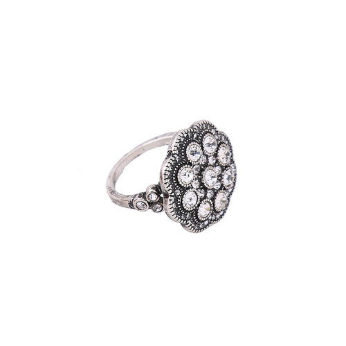 Vintage Floral Rhinestone Ring