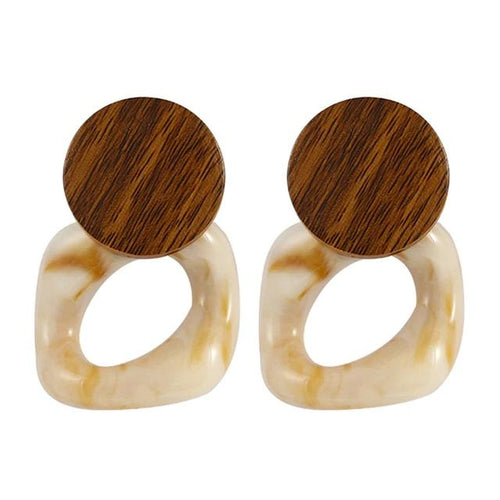 Natural Wood and Acrylic Earrings